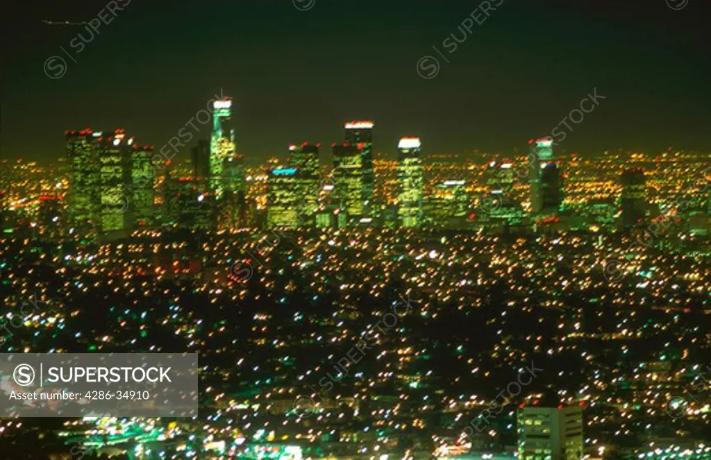 Los Angeles, California skyline at night.