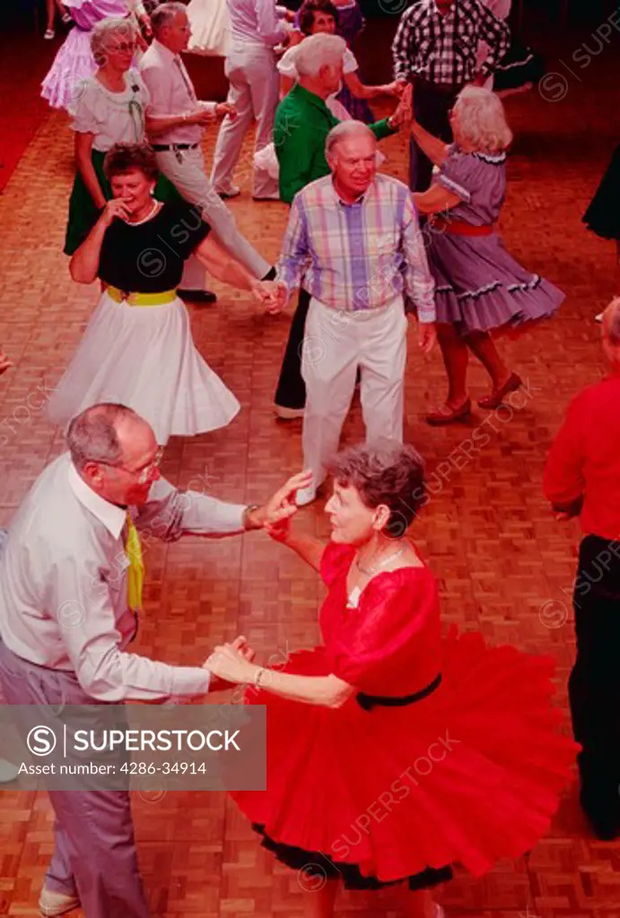 Retired couples square dance at Port St. Lucie, Florida.