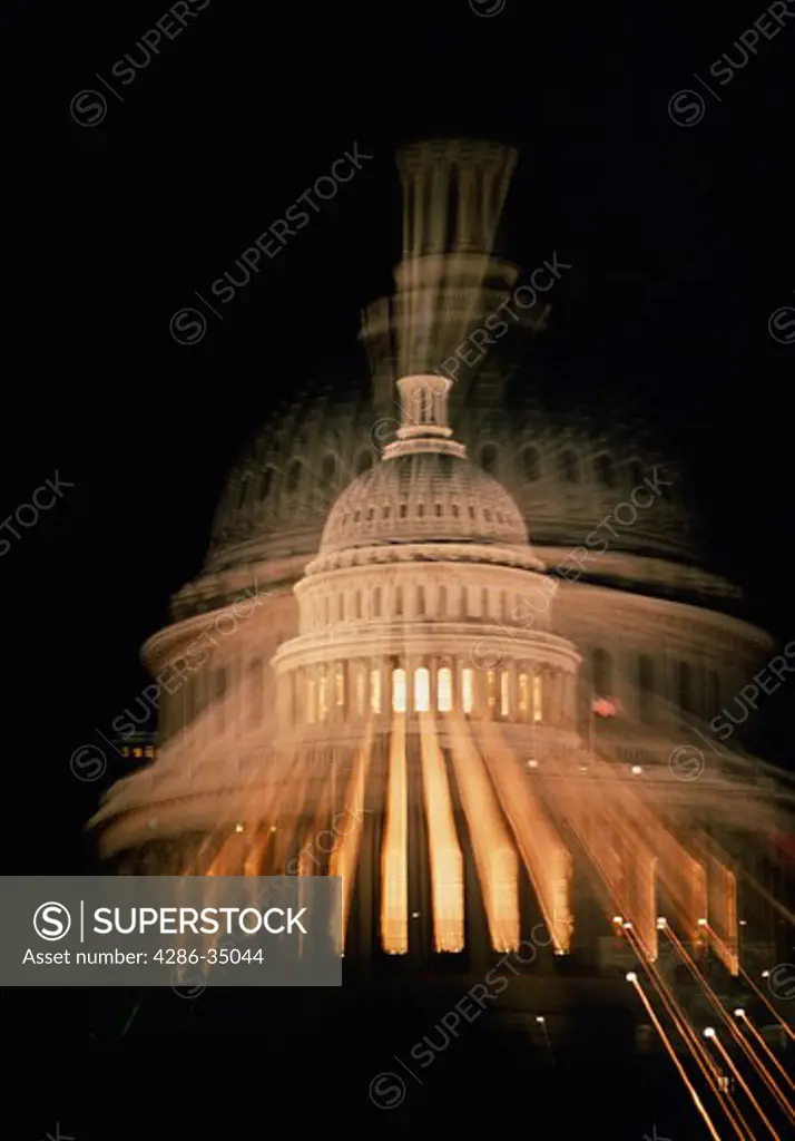 Abstract view of the U.S. Capitol dome at night. - 06626