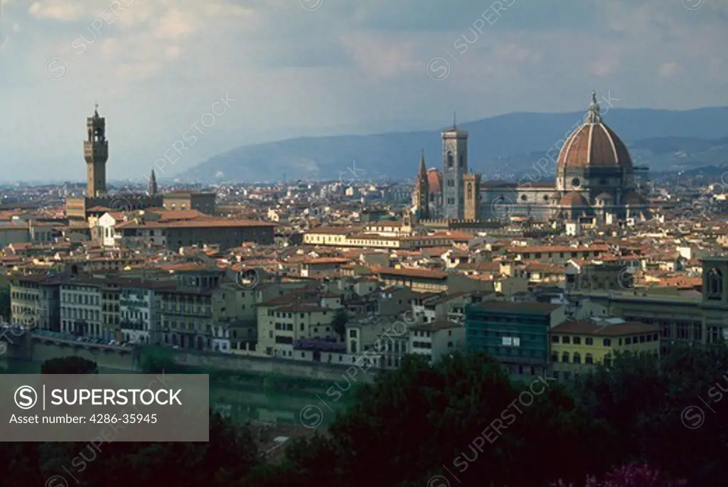 View North to Florence, Italy from the Piazzale Michaelangelo.