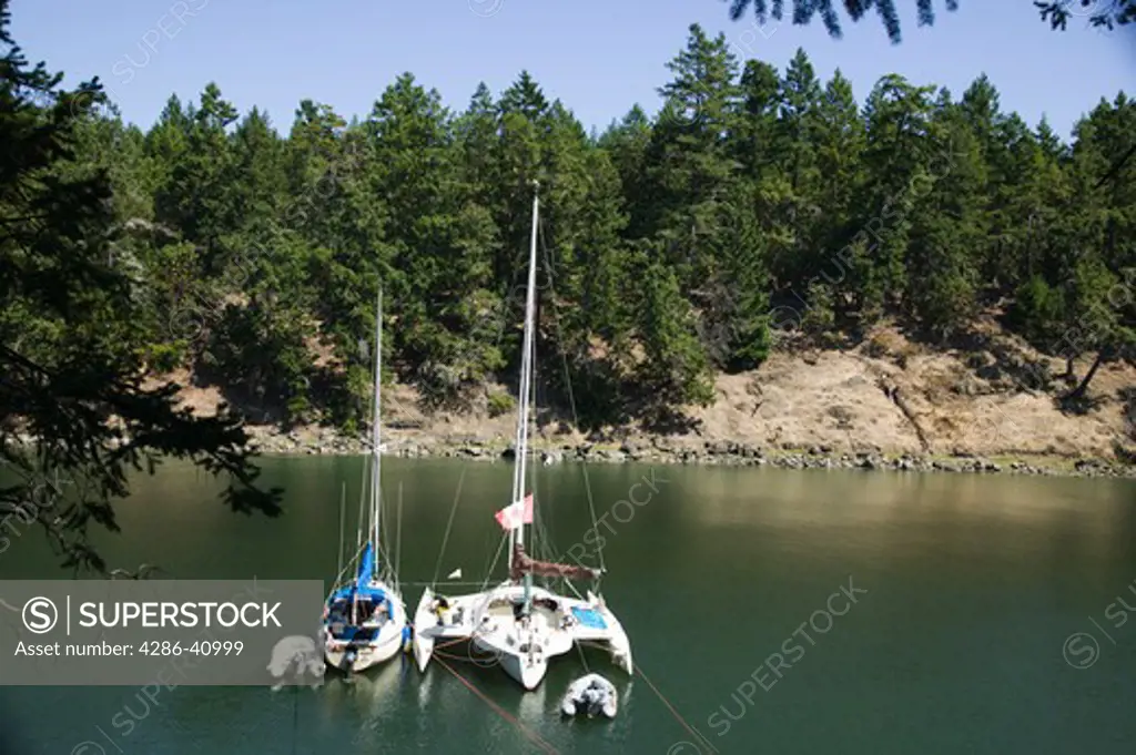 Boats at Anchor Wallace Island Gulf Islands British Columbia Canada