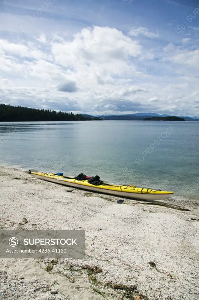 Kayak on Clam Shell Beach Montague Harbour Galiano Island British Columbia Canada