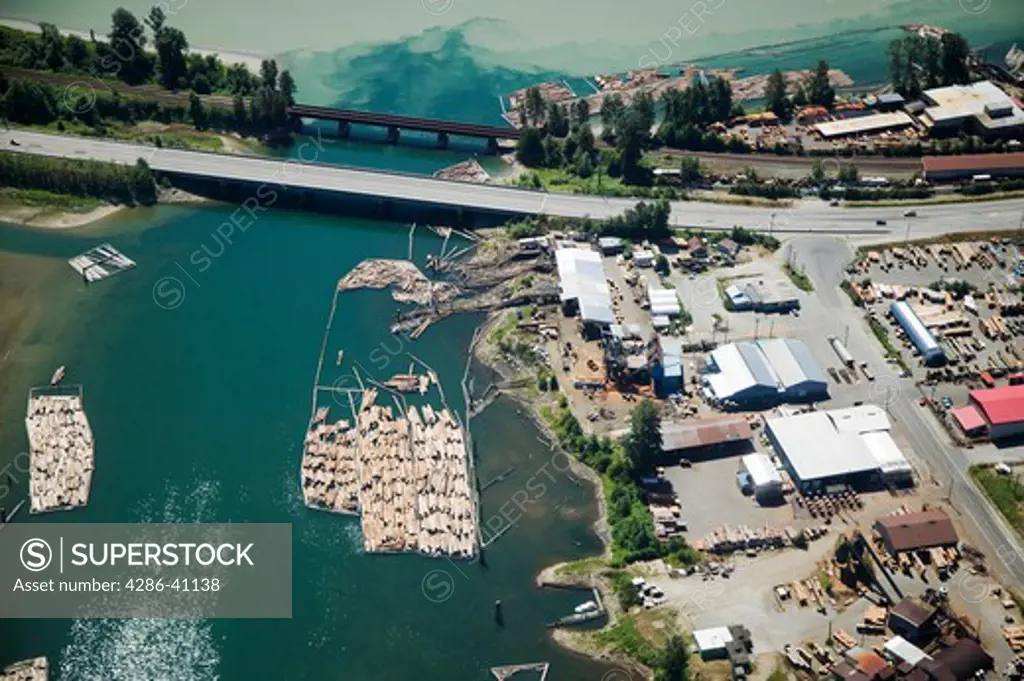 Aerial View Fraser River and Cedar Mill  Fraser Valley British Columbia Canada
