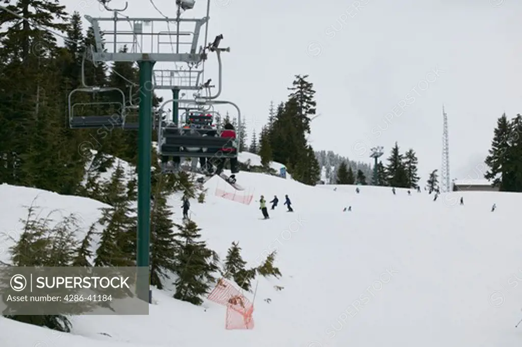 Skiers on Grouse Mountain British Columbia Canada