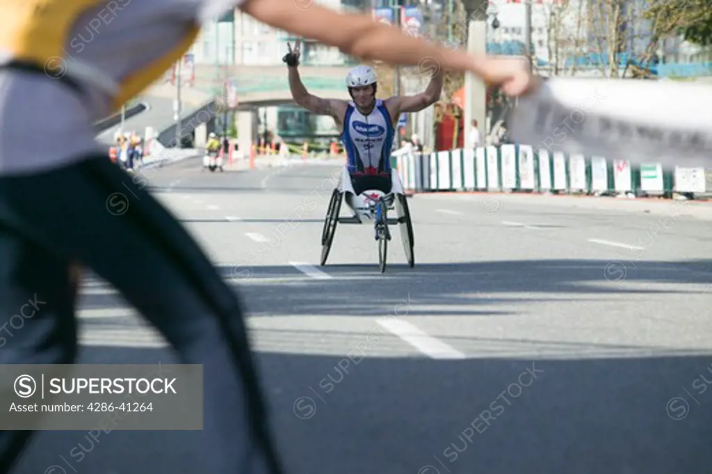 Vancouver Sun Fun Run 10k. Wheel Chair Event Winner