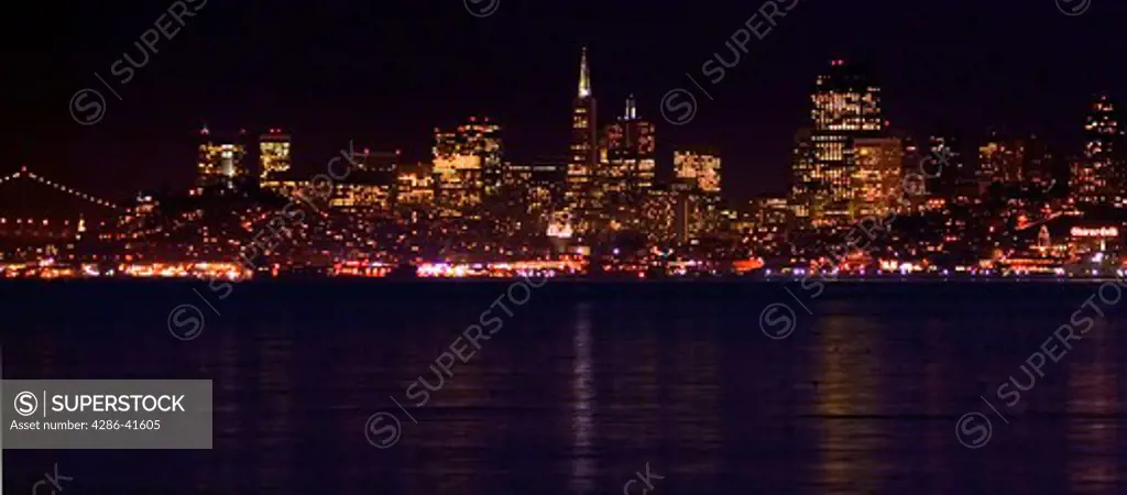 Evening view of the San Francisco skyline, San Francisco, CA.