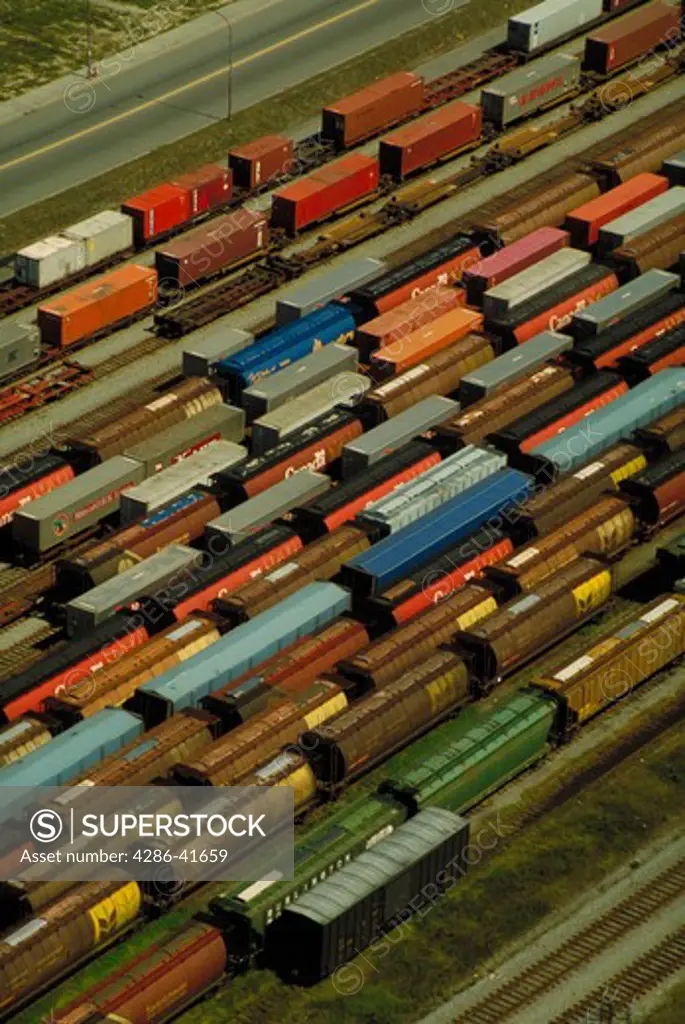 Freight cars in railroad yard