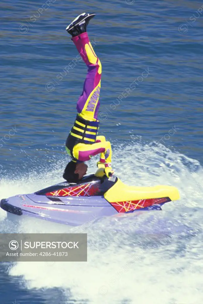 water skier show  up side down on jet ski Sea World San Diego California