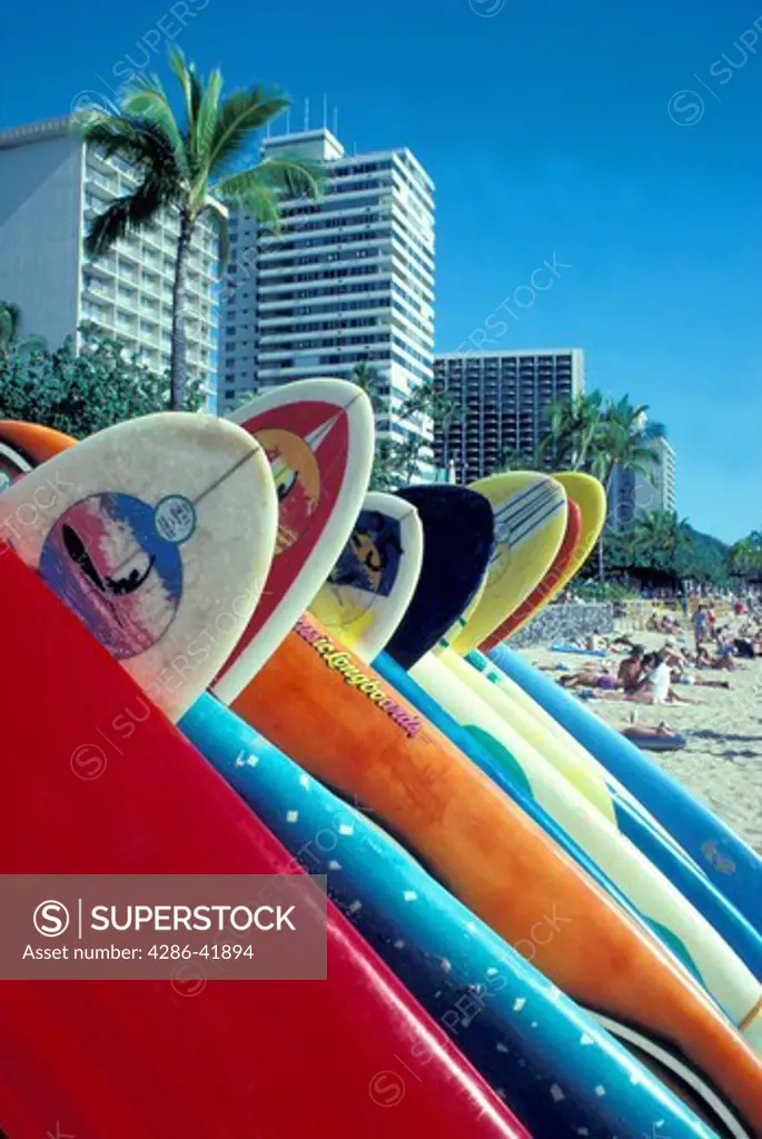 surfboards Waikiki Beach Oahu Hawaii
