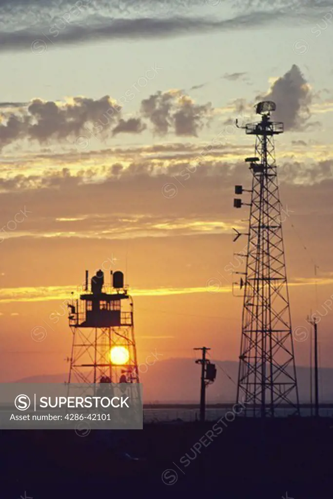 telecommunications antenna sunset