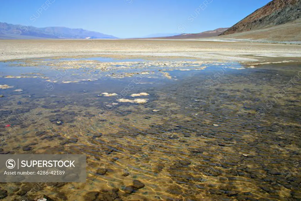 Standing water at Badwater in Death Valley National Park California