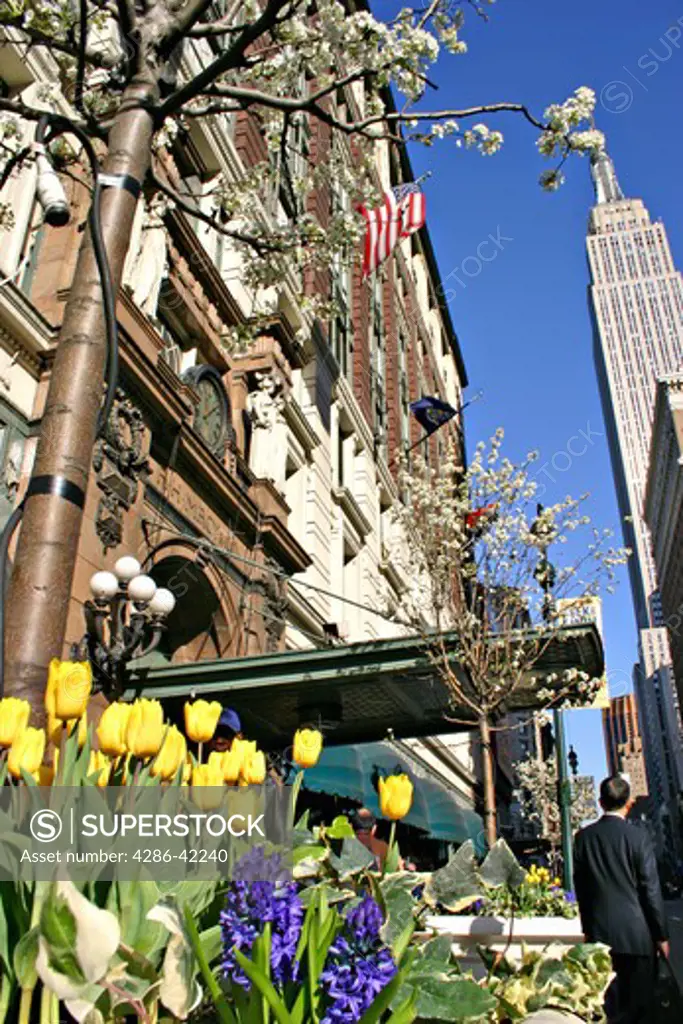 Exterior of Macys store in spring New York City