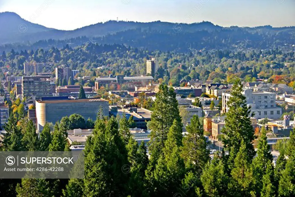 Elevated view from Skinner Butte of downtown Eugene Oregon