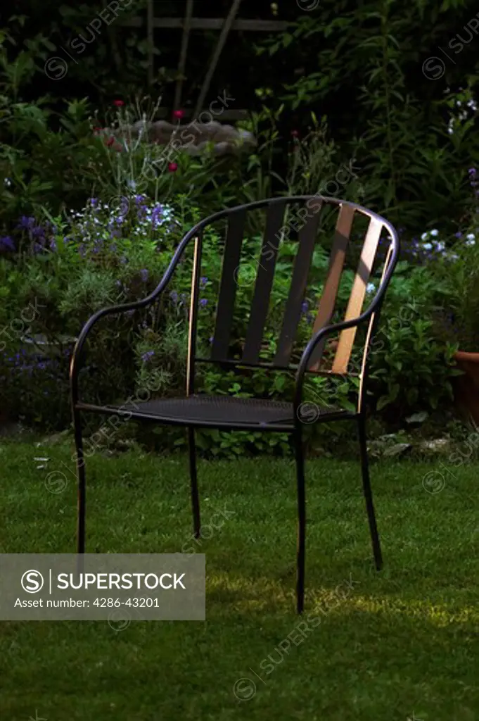 Wrought iron garden chair.