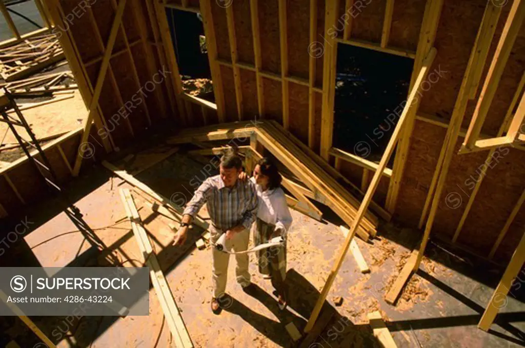 Couple at construction site