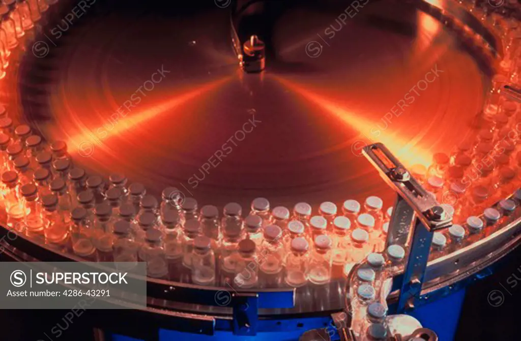Part of the tablet production process in the pharmaceutical industry.
