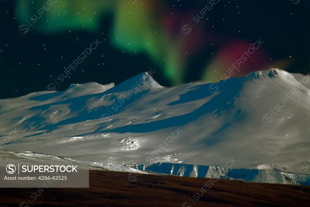 Foothills of Wrangell Mountains & Northern Lights, Alaska