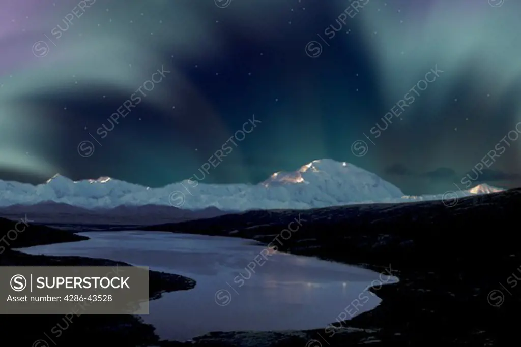 Mt. McKinley & Northern Lights, Denali NP, Alaska