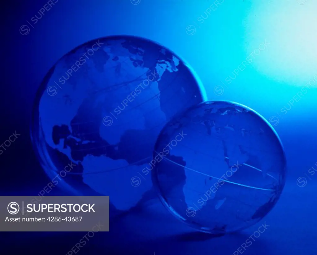 Acrylic globes with blue light