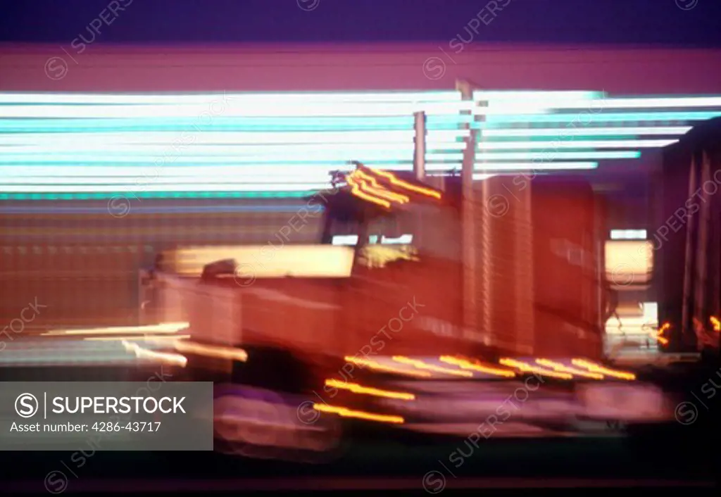 Speeding truck, with blurred effect.