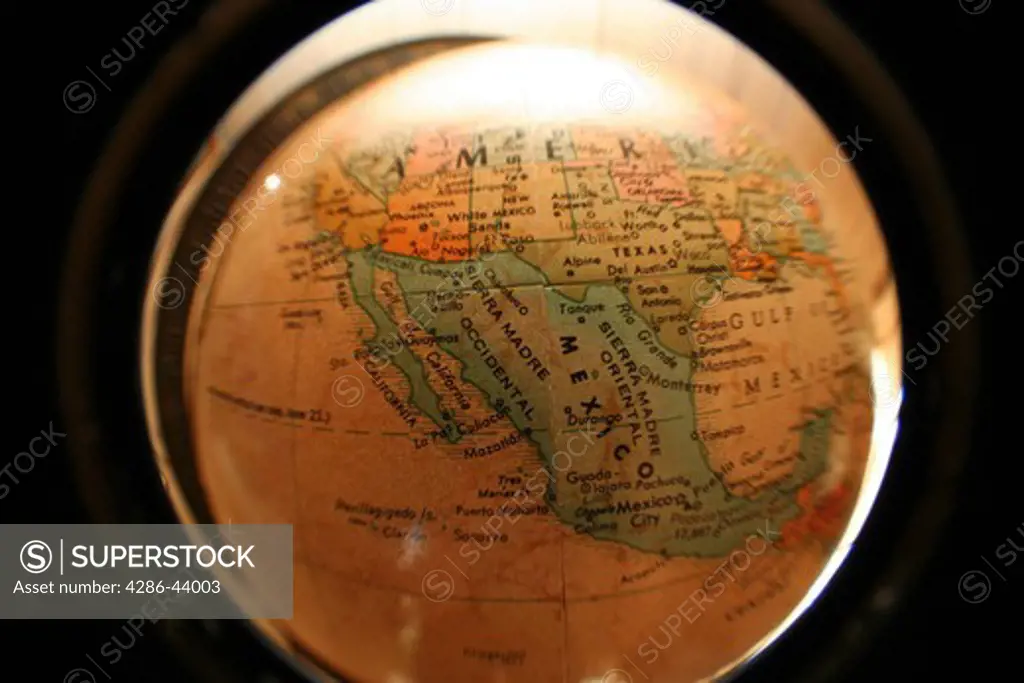 Mexico and North America on the globe