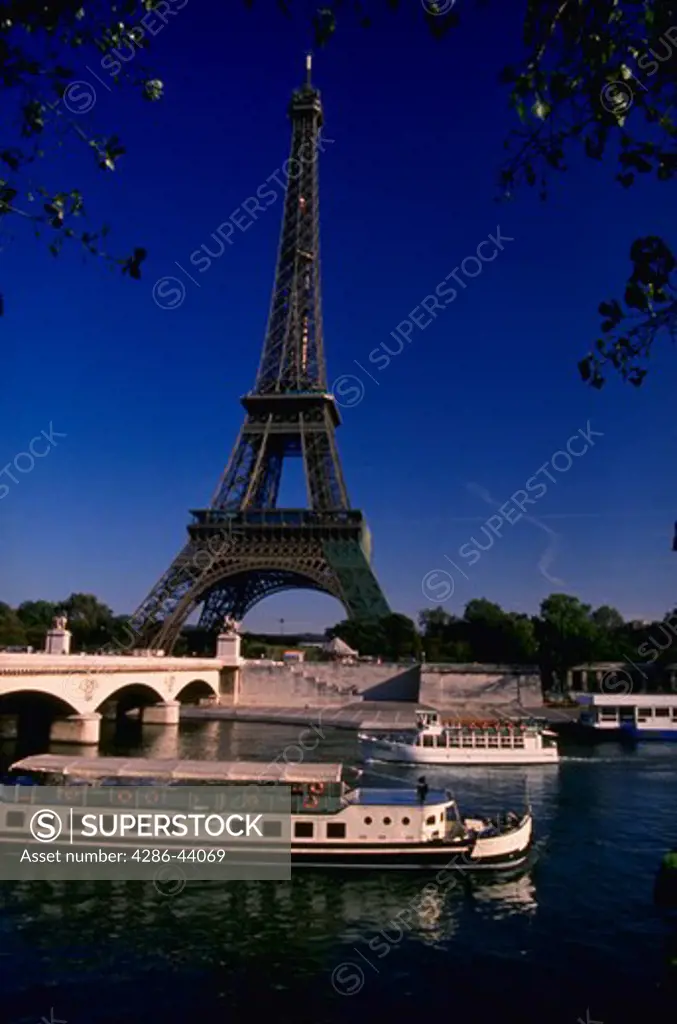 EIFFEL TOWER AND SEINE RIVER SIGHTSEEING BOAT PARIS FRANCE