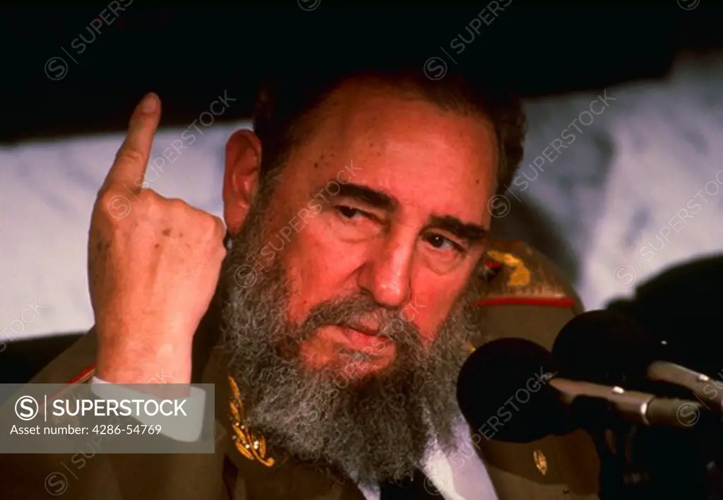 Fidel Castro, premier of Cuba since 1959, at news conference in Caracas, Venezuela.
