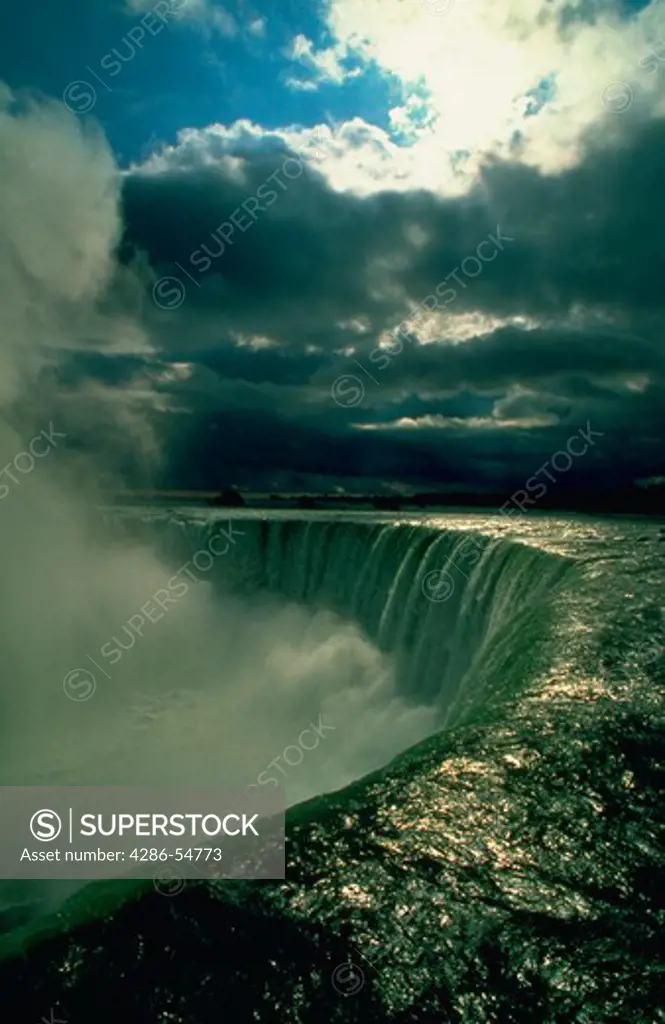 Horseshoe Falls area of Niagara Falls in Niagara Falls, New York.