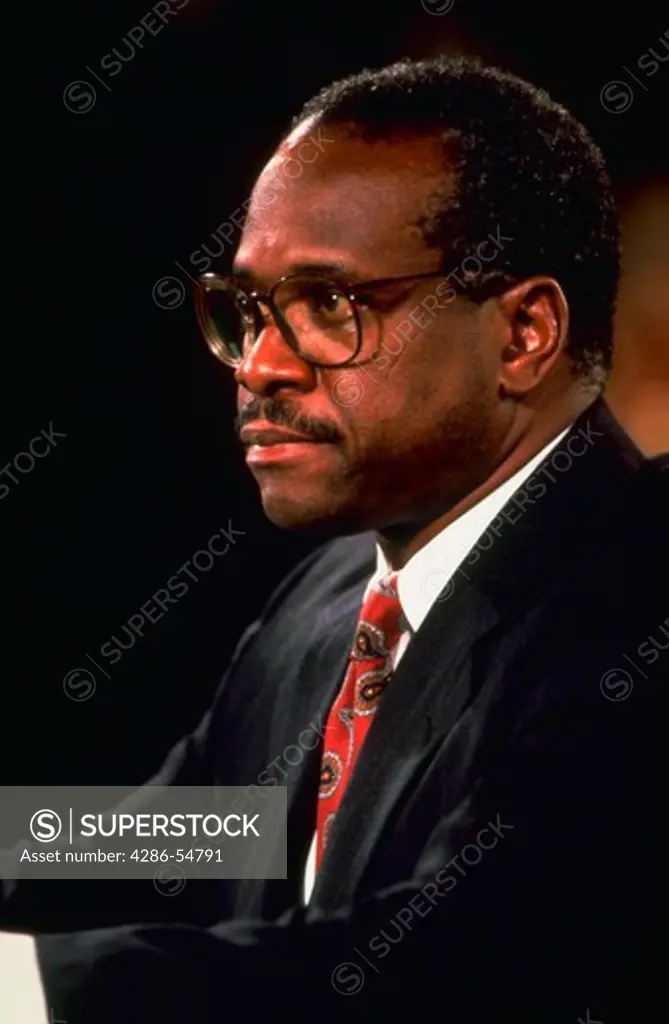 U.S. Supreme Court Justice nominee Clarence Thomas during Judiciary Committee hearings, Washington, DC.