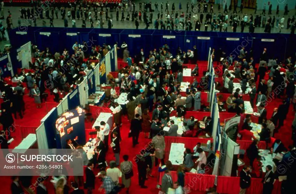 Hundreds of job seekers attend a Federal Job Fair at Washington, DC's Convention Center.