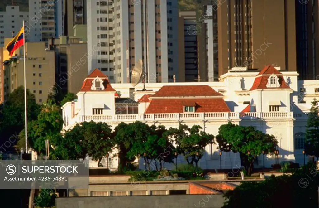 Miraflores Palace, the office of the President of Venezuela, in downtown Caracas, Venezuela.