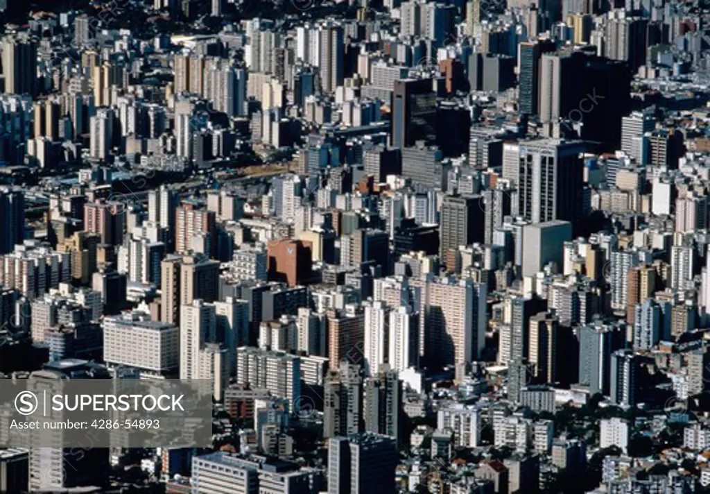 Aerial view of dozens of high-rises in downtown Caracas, Venezuela.