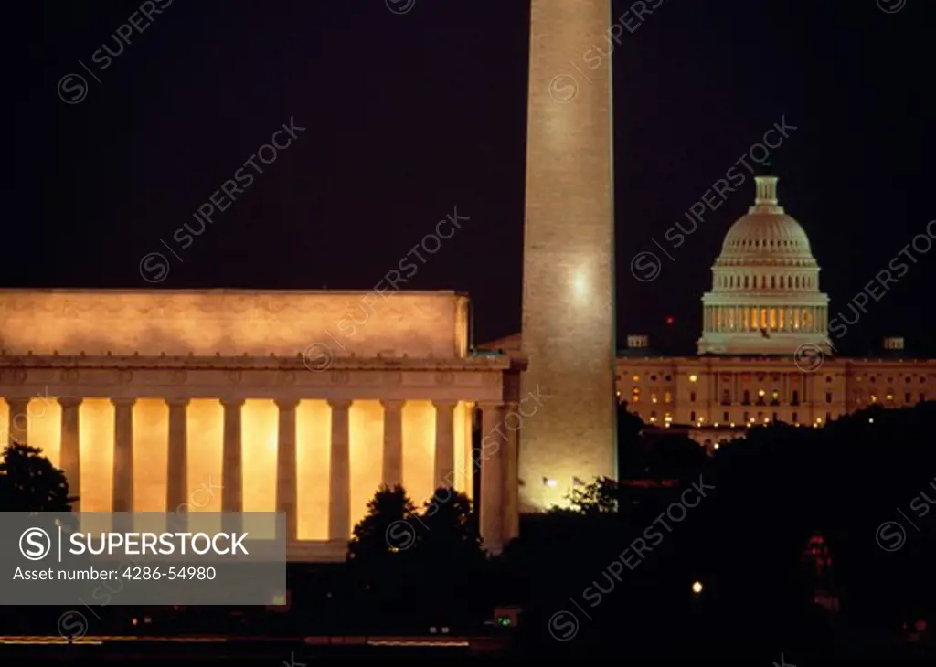 Lincoln Memorial, Washington Monument, US Capitol