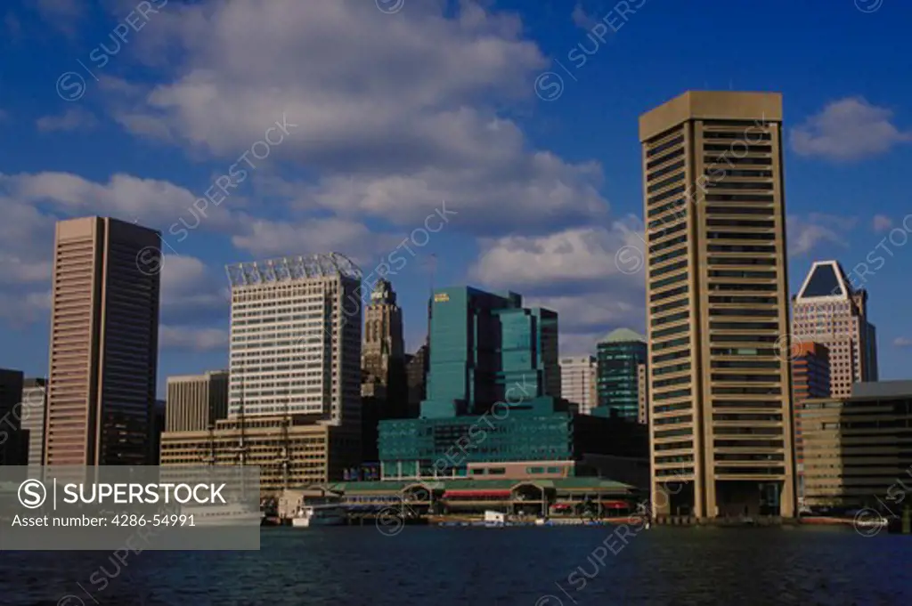 Skyline of Inner Harbor, Baltimore, Maryland.