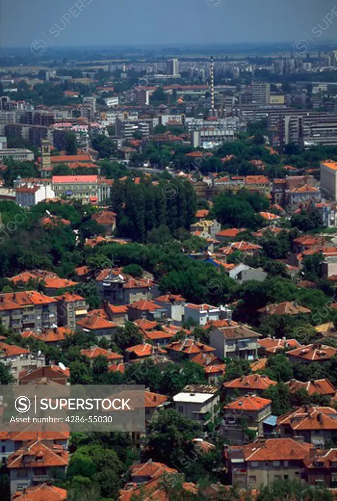 Aerial view of Plovdiv, Bulgaria.