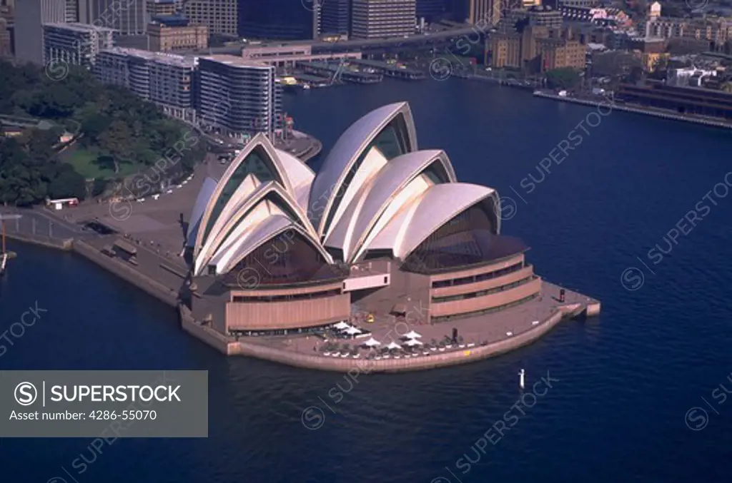Aerial view of Sydney Opera House, Sydney, Australia. Sydney is the site of the 2000 Olympic Games.