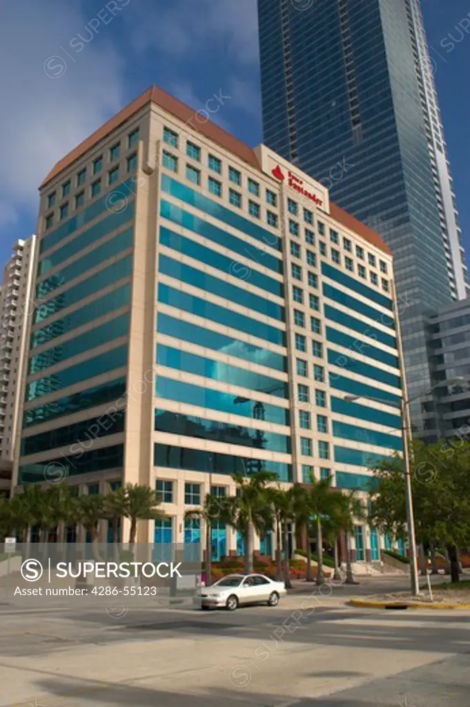 Banco Santander, a Latin American bank tower on Brickell Avenue in Miami, Florida. 