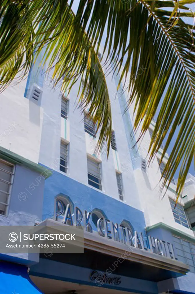 MIAMI BEACH, FLORIDA, USA - The Park Central Hotel building, Art Deco architecture, Ocean Drive, South Beach.