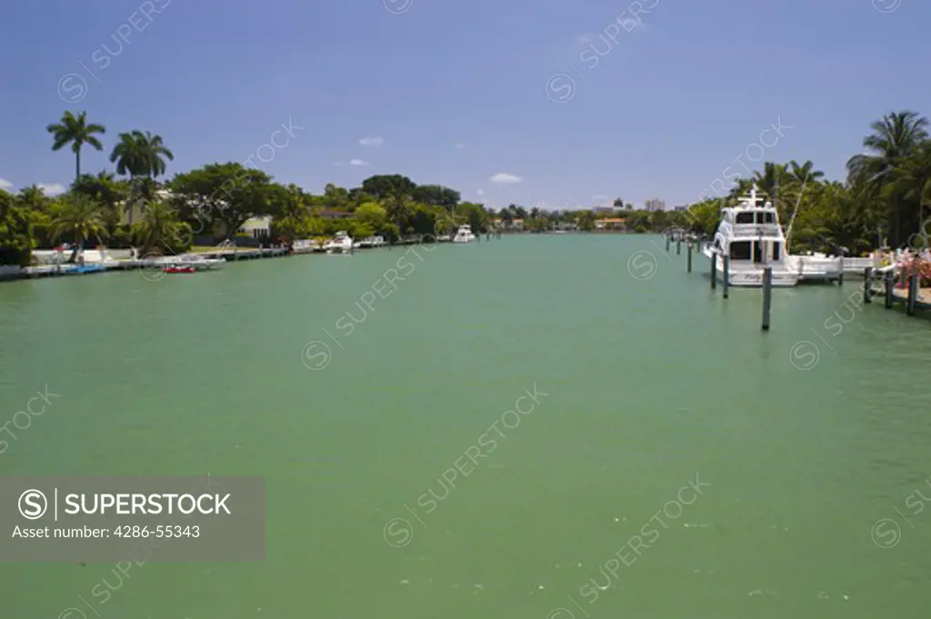 MIAMI BEACH, FLORIDA, USA - canals and pleasure boats.