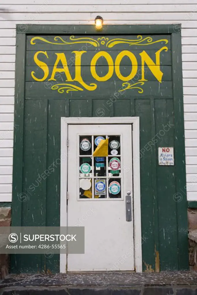 CHICO HOT SPRINGS, MONTANA, USA - Door to Saloon, Chico Hot Springs, Paradise Valley, Montana, USA.