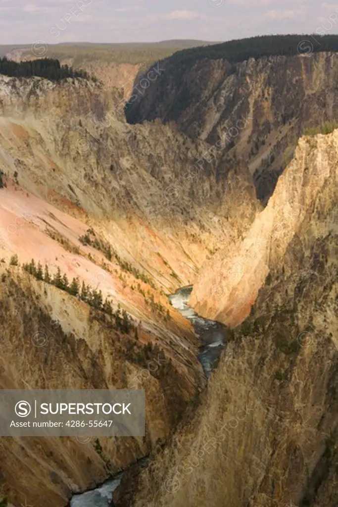 WYOMING, USA - The Yellowstone River, in the Grand Canyon of the Yellowstone, at Yellowstone National Park, established 1872.