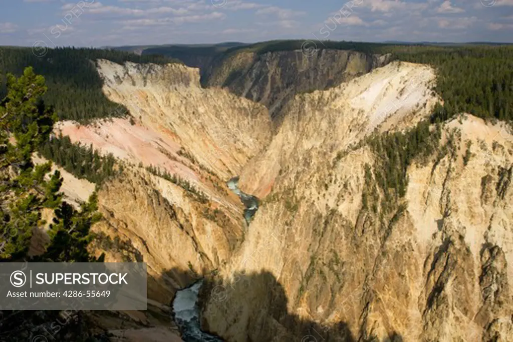 WYOMING, USA - The Yellowstone River, in the Grand Canyon of the Yellowstone, at Yellowstone National Park, established 1872.
