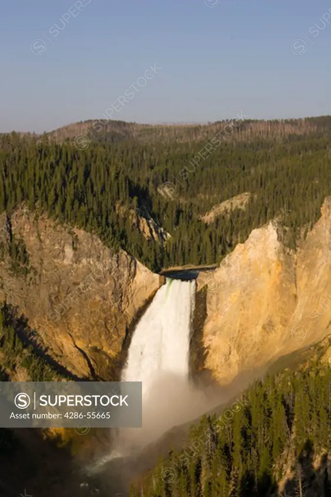 WYOMING, USA - Yellowstone River plunges 308 feet over Lower Falls, in Yellowstone National Park. 