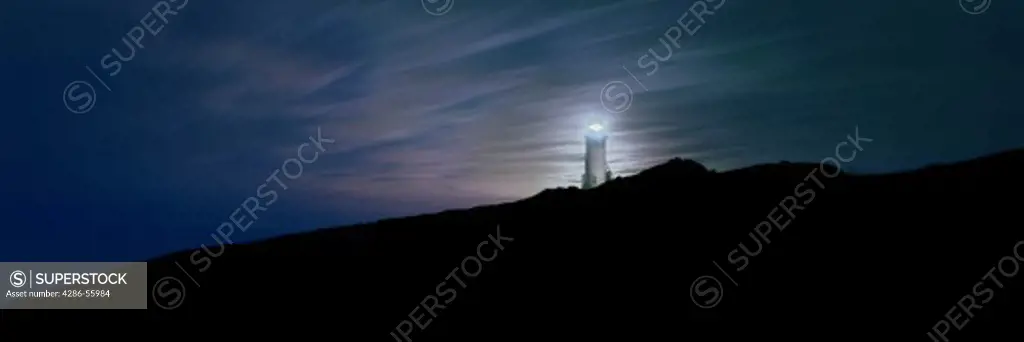 Evening view of the Anacapa  Island lighthouse located 11 miles off the coast of Ventura County, Ca. 