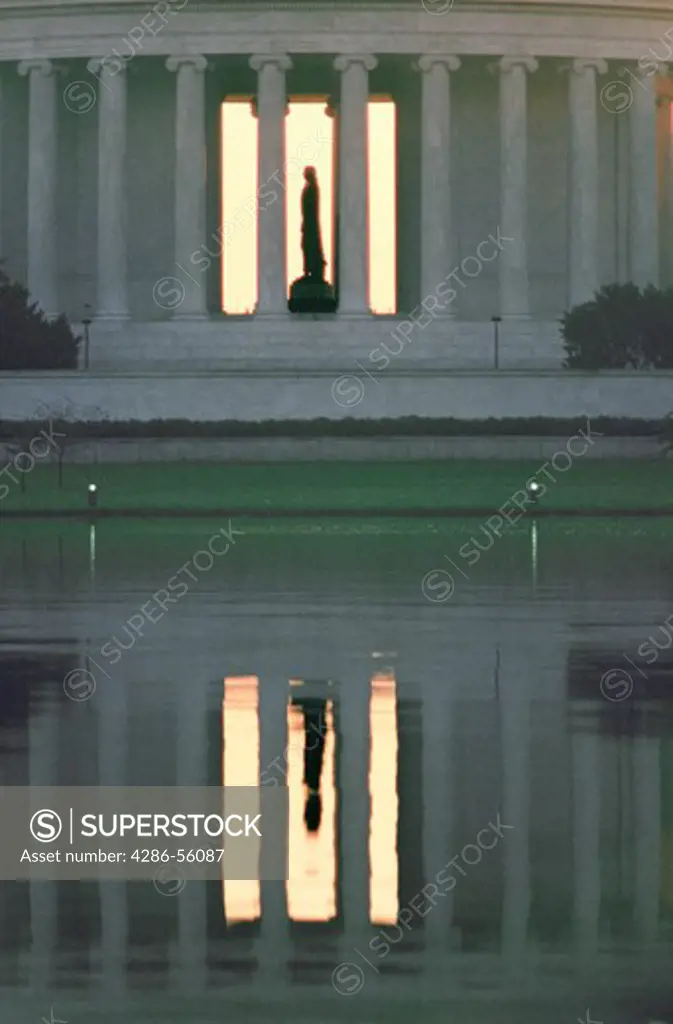 Jefferson Memorial reflected in the water, Washington, DC. 