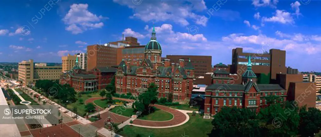 Panoramic view of the Johns Hopkins Hospital Campus in Baltimore, Maryland.   