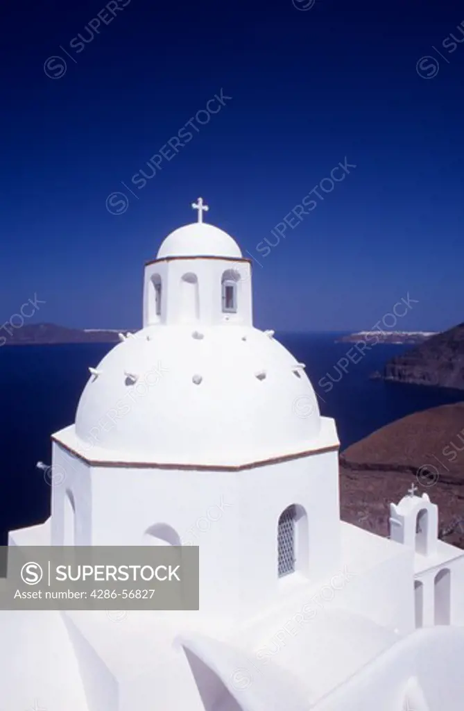 Saint Minas Church in Fira Town. Santorini.Greece