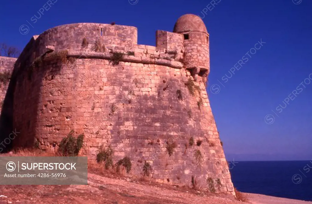 Greece. Western Crete. Rethymnon Old Town. The Fortress showing the Bastion of Saint Nicholaos.