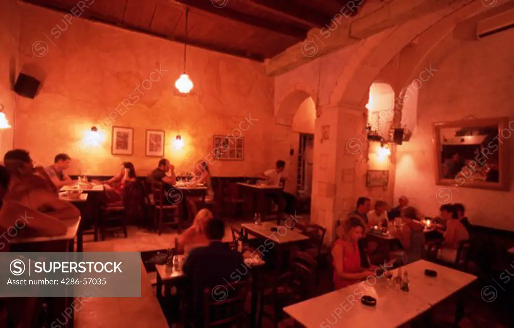 Greece. Western Crete. Chania Old Town. Inside Tamam Restaurant.