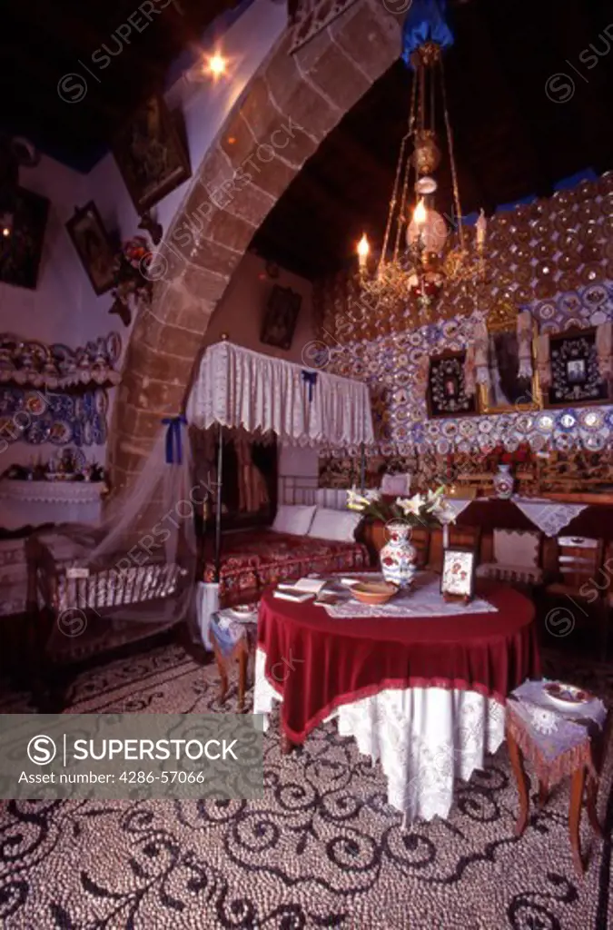 Greece. Dodecanese Islands. Rhodes. Koskinou Village. Traditional Room in The Folklore Museum.